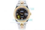 Super Clone Rolex Datejust II 41mm Two Tone Watch Black Dial Diamond Bezel